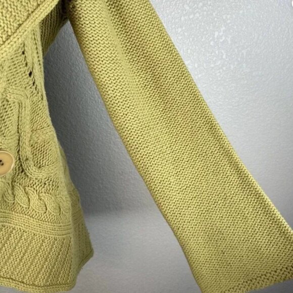 Sundance Women's Cable Knit Wrap Cardigan Sweater M Green 100% Merino Well - Picture 6 of 9